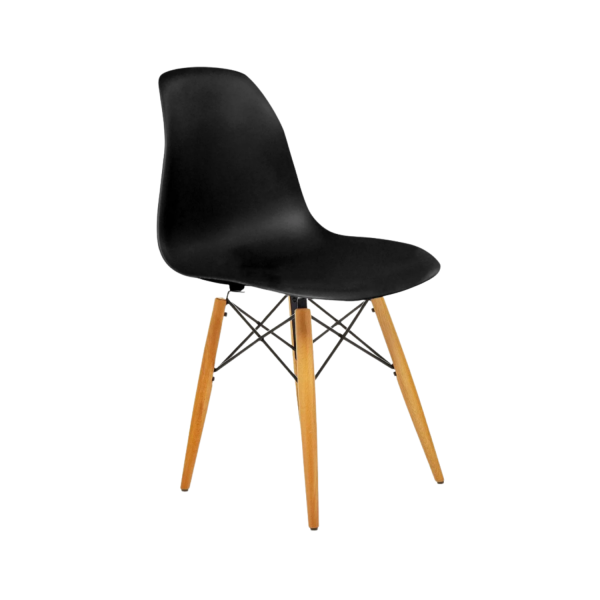 Ahşap Ayaklı Siyah Fiberglas Sandalye Kiralama 45x40x45