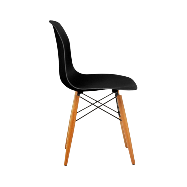 Ahşap Ayaklı Siyah Fiberglas Sandalye Kiralama 45x40x45 - Görsel 2